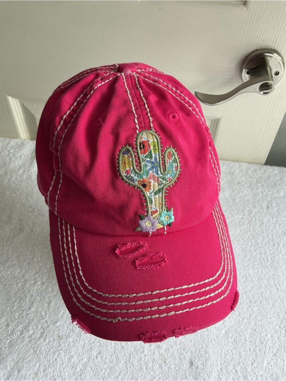 KBETHOS Hot Pink Floral-Trim Baseball Cap